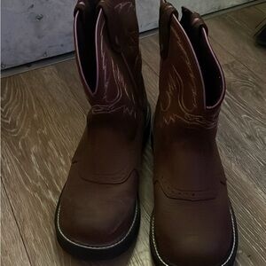 Brown Western Boots with Pink Trim